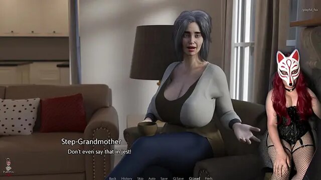 Playful fox seduces old man in visual novel