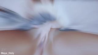 Sperm soak tan pantyhose (close-up)