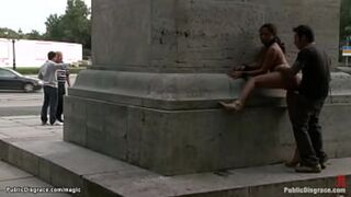 Bound naked slave publicly humiliated