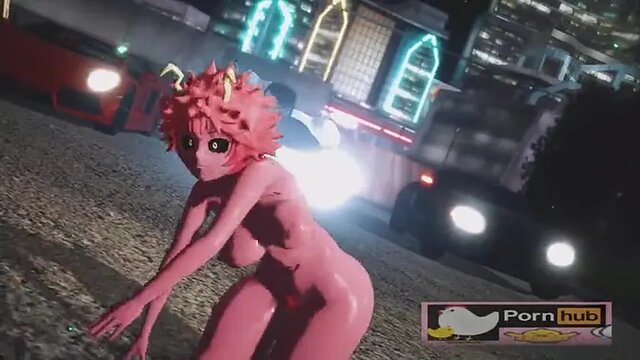 Hot devil Mina Ashido, a virgin skank, gets group drilled in 3D cartoon