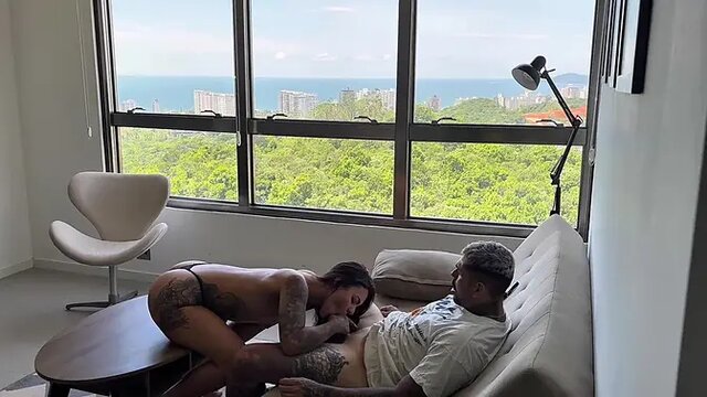 Babe rides hard and gets pumped in her pussy