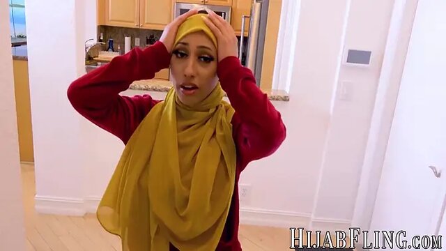 Seduced hijab babe takes deepthroat and rides cock hard
