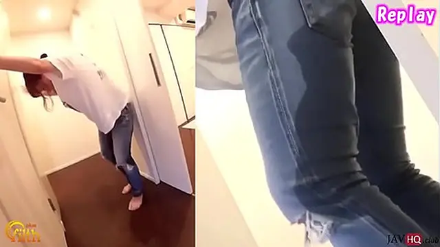 Japanese wet jeans and desperate pee scenes