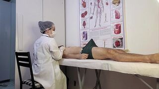 Patient Can't Hold It and Gets Hard in Front of Nurse During Exam