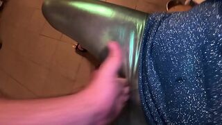 Deep blow-job and cum play on my shiny cameltoe 285- preview