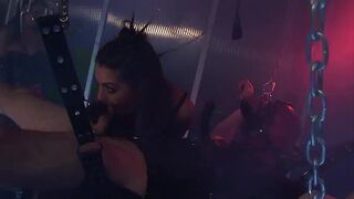 Brunettes with big boobs —  Kaia Kane and Hannah Shaw —  wearing lingerie and thigh-high