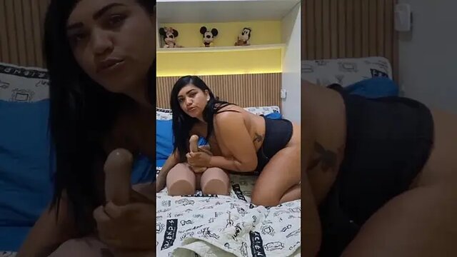 Big Ass Brunette Gives Handjob and Finger Fuck