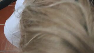 Preview - Blonde MILF dressed in white throatpie with sunglasses POV