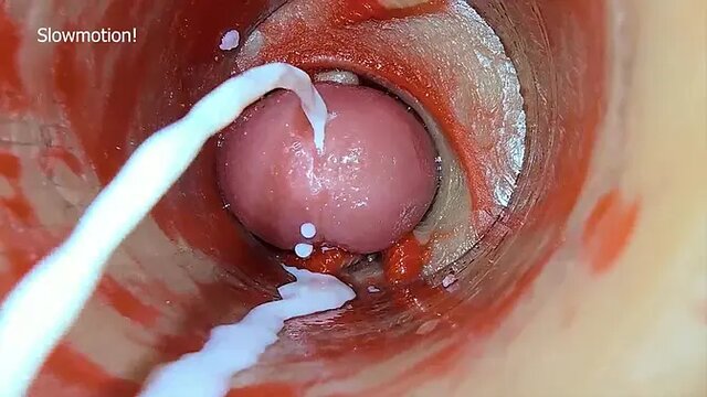 Amateur girl swallows dildo cum in ASMR video