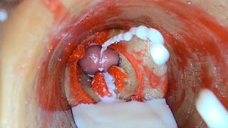 Camera Inside Deep Pussy Captures Big dose Ejaculation of Sperm ASMR