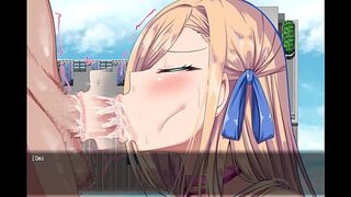 No telhado do colégio —  uma aluna loira acaba chupando o pau do professor - Huge Tits Psychics App Academy - Parte 6