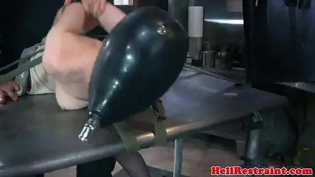 Hooded skank bound and dominated in rough BDSM play