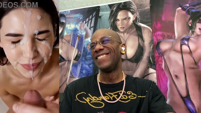 Petite step sister and obedient college student get a facial from a giant dick