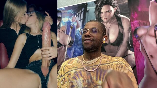 TranSlayte GF and cute blonde girl share a kinky kiss while petite brown