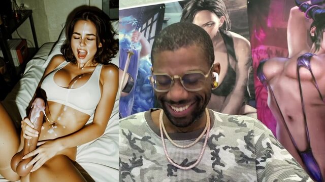 Trans girl with huge breasts and a round butt pleasures herself in a steamy