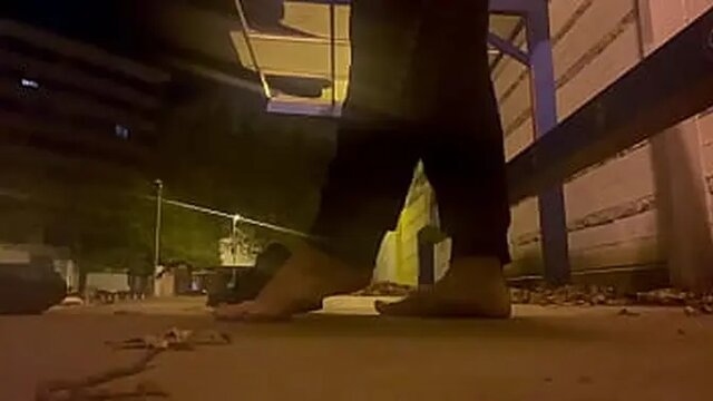 Rebeca Adams worships feet in the park